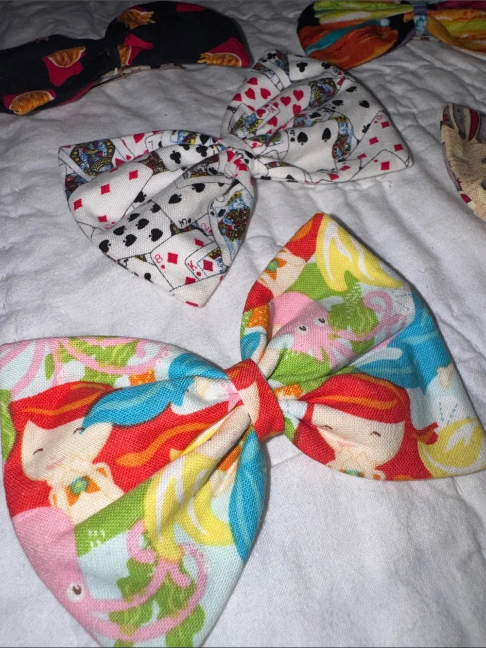 Kids Colorful Fabric Bow Hair Clips - Pack of 6